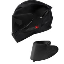 Capacete ASX City Solid Preto Brilhante Mais Viseira Fumê
