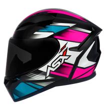Capacete ASX City Start Brilho Preto Turquesa Rosa Fechado Feminino Viseira Cristal Moto Scoter Confortável Leve Seguro