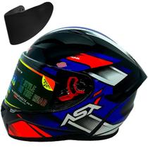 Capacete Asx City Start Brilho Preto/Vermelho/Azul Com Viseira Fumê Capacete Asx City Start Brilho Preto/Vermelho/Azul Com Viseira Fumê
