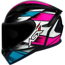 Capacete Asx City Start Preto Brilhante Com Azul Turquesa Rosa Esportivo Moto Capacete Asx City Start Preto Brilhante Com Azul Turquesa Rosa Esportivo Moto