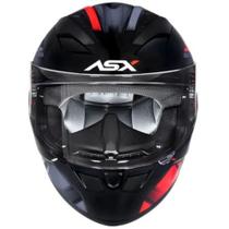 Capacete asx city start preto brilho vermelho/cinza 56/s
