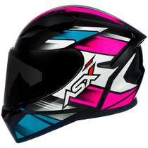 Capacete ASX City Start Preto Turquesa Rosa