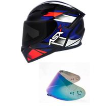 Capacete ASX City Start Preto Vermelho e Azul Mais Viseira Camaleão Capacete ASX City Start Preto Vermelho e Azul Mais Viseira Camaleão