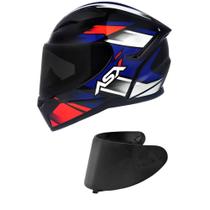 Capacete ASX City Start Preto Vermelho e Azul Mais Viseira Fumê Capacete ASX City Start Preto Vermelho e Azul Mais Viseira Fumê