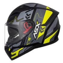 Capacete Asx City Sv Diagon Preto Fosco Cinza Amarelo Com Oculos Interno