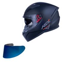 Capacete Asx City SV Preto Fosco Oculos + Viseira Azul