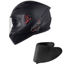 Capacete ASX City SV Solid Preto Fosco Mais Viseira Fumê Tamanho:60