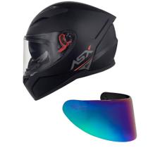 Capacete ASX City SV Solid Preto Fosco Mais Viseira Mais Viseira Camaleão Tamanho:62