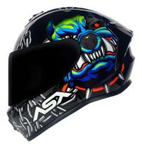 Capacete Asx Draken Bull Cyber Brilho Preto/Azul