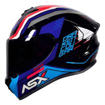 Capacete Asx Draken Cougar Brilho Preto/Azul/Vermelho