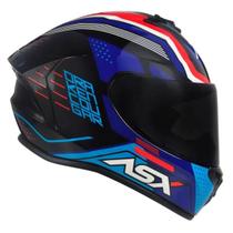 Capacete Asx Draken Cougar Brilho Preto Azul Vermelho