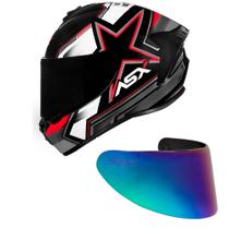 Capacete ASX Draken Pilot Preto Cinza e Vermelho Fosco Mais Viseira Camaleão Capacete ASX Draken Pilot Preto Cinza e Vermelho Fosco Mais Viseira Camaleão