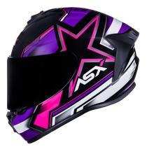 Capacete ASX Draken Pilot Preto Rosa e Roxo Capacete ASX Draken Pilot Preto Rosa e Roxo