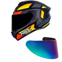 Capacete ASX Draken Spirit Preto e Vermelho Fosco Mais Viseira Camaleão