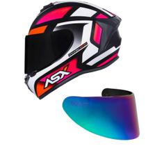 Capacete ASX Draken Spirit Preto Rosa e Branco Mais Viseira Camaleão Capacete ASX Draken Spirit Preto Rosa e Branco Mais Viseira Camaleão