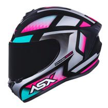 Capacete ASX Draken Spirit Preto Tiffany e Prata