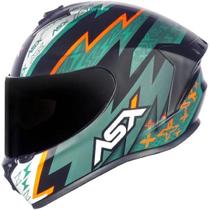 Capacete Asx Draken Thunder Preto Fosco / Verde / Laranja