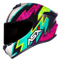 Capacete ASX Draken Thunder Preto Tiffany e Rosa