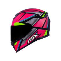 Capacete asx eagle explorer brilho preto/rosa/prata 60/l
