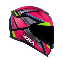 Capacete Asx Eagle Explorer Preto Brilho Rosa E Prata