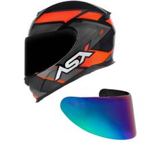 Capacete ASX Eagle Fast Preto Grafite e Vermelho Mais Viseira Camaleão