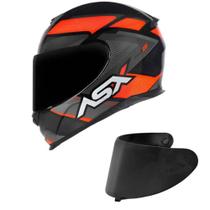 Capacete ASX Eagle Fast Preto Grafite e Vermelho Mais Viseira Fumê