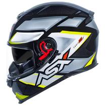 Capacete Asx Eagle Sv Fast Preto Brilhante Cinza e Amarelo -