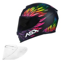 Capacete Asx Eagle Vibes Preto Feminino Moto + Viseira Fumê