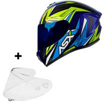 Capacete Asx Moto Vector Azul Masculino Esportivo + Viseira