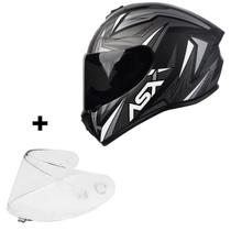 Capacete Asx Moto Vector Preto Esportivo + Viseira Fumê