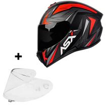 Capacete Asx Moto Vector Vermelho Masculino + Viseira Fumê