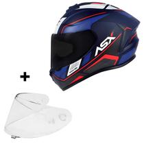 Capacete Asx Moto Wind Azul Masculino Esportivo + Viseira