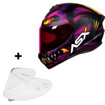 Capacete Asx Raptor Cobra Roxo Feminino + Viseira Rosa