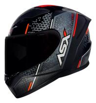 Capacete asx storm brilho preto cinza vermelho