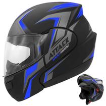 Capacete Attack Hsa Cinza/ Azul Articulado Protork