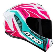 Capacete Axxis Draken Tracer Gloss Branco Tifany Rosa