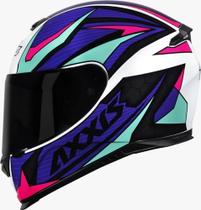 Capacete Axxis Eagle Power White/Purple/Tiffany Brilho