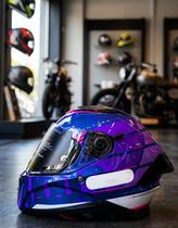 Capacete Axxis Panther SV Flight Viseira Solar Moto Fechado Cor:Azul+RoxoTamanho:60