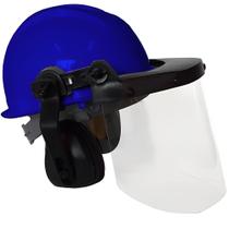 Capacete Azul com Proteção Facial e Abafador de Ruído - 3304 - LEDAN Capacete Azul com Proteção Facial e Abafador de Ruído - 3304 - LEDAN