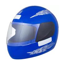 Capacete Azul Tamanho 56 ProTork Com Viseira Cristal Casco Em ABS E Cinta Jugular Com Fecho Revestido Em EPS