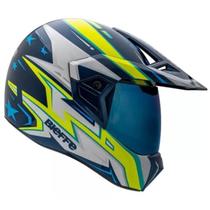 Capacete Bieffe 3 Sport AZV50 Azul Amarelo +Viseira Azul