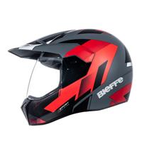 Capacete Bieffe 3 Sport Pala React Cinza Vermelho Enduro Capacete Bieffe 3 Sport Pala React Cinza Vermelho Enduro