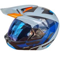 Capacete Bieffe 3 Sport React Cinza Moon Lar + Viseira Azul