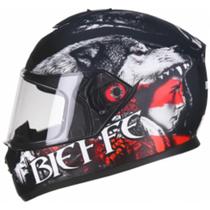 Capacete Bieffe B-12 Hunt Preto Fosco/Vermelho