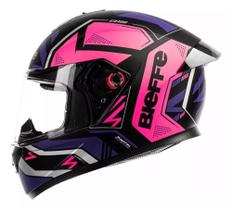 Capacete Bieffe B-12 Phanton Preto Fosco Pink + Viseira Colorida TAM. 58 (7899010524087)