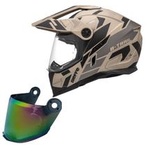 Capacete Bieffe B-Trail Conquest Bege Fosco+Viseira Camaleao