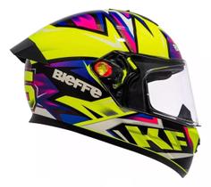 Capacete Bieffe B12 Kf Amarelo Limão Roxo Aerofólio Moto