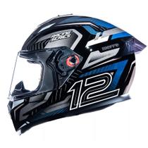 Capacete Bieffe B12 - Misano Preto brilhante/ Azul