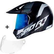 Capacete Bieffe Masculino Feminino 3 Sport Moto Cross Esportivo + Viseira Extra Azul