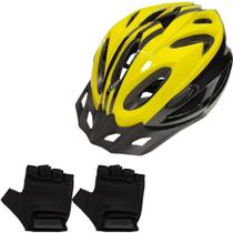 Capacete Bike Ciclismo Com Sinalizador De Led Viseira Adulto Tamanho Regulável + Par de Luvas